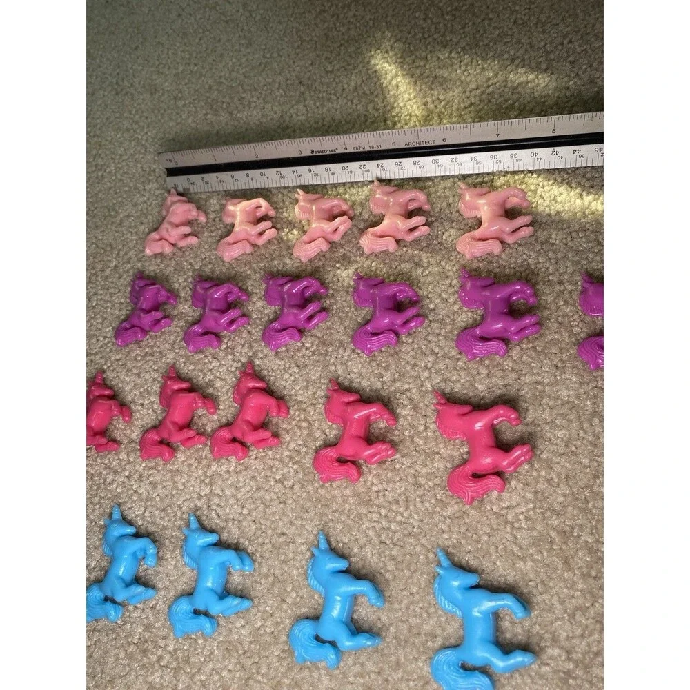 Lot of 21 Mini Silicone Unicorn Figures Pink Purple Blue 1